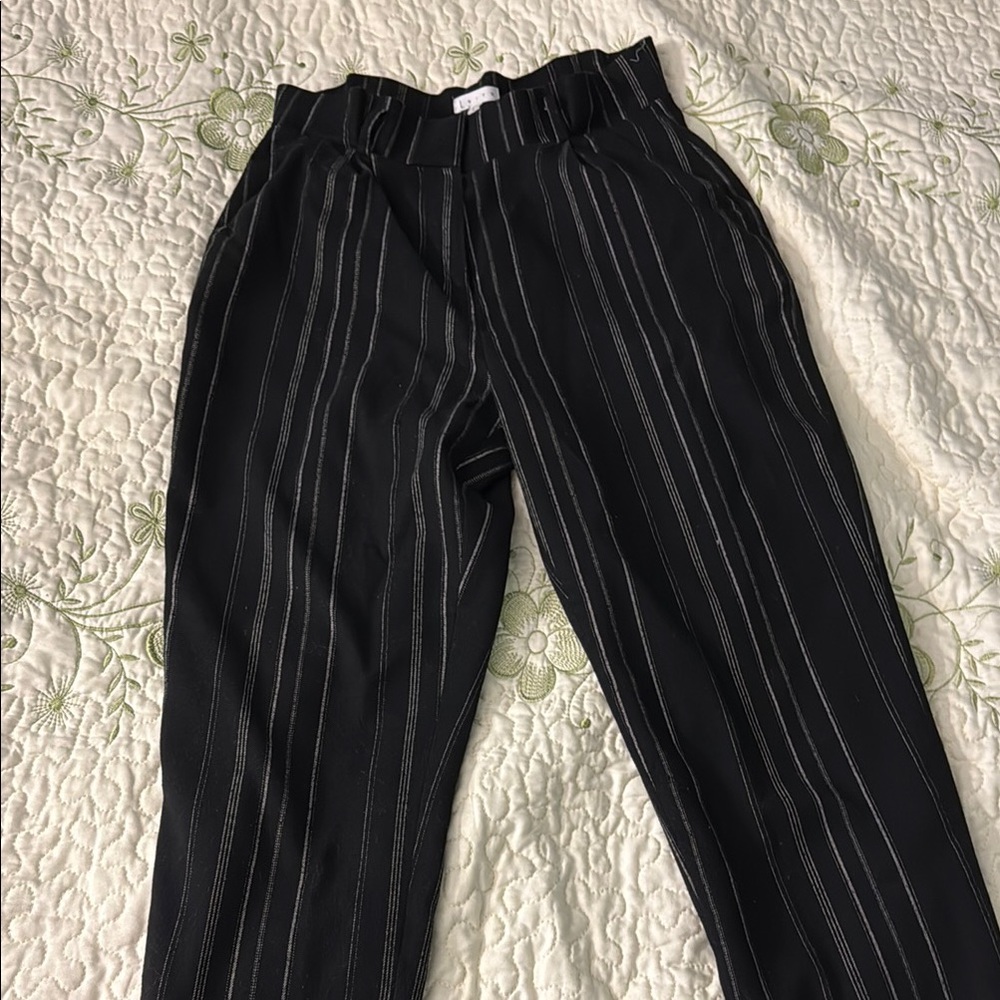 Leith Black and White Striped Pantsuit Relaxed Fit